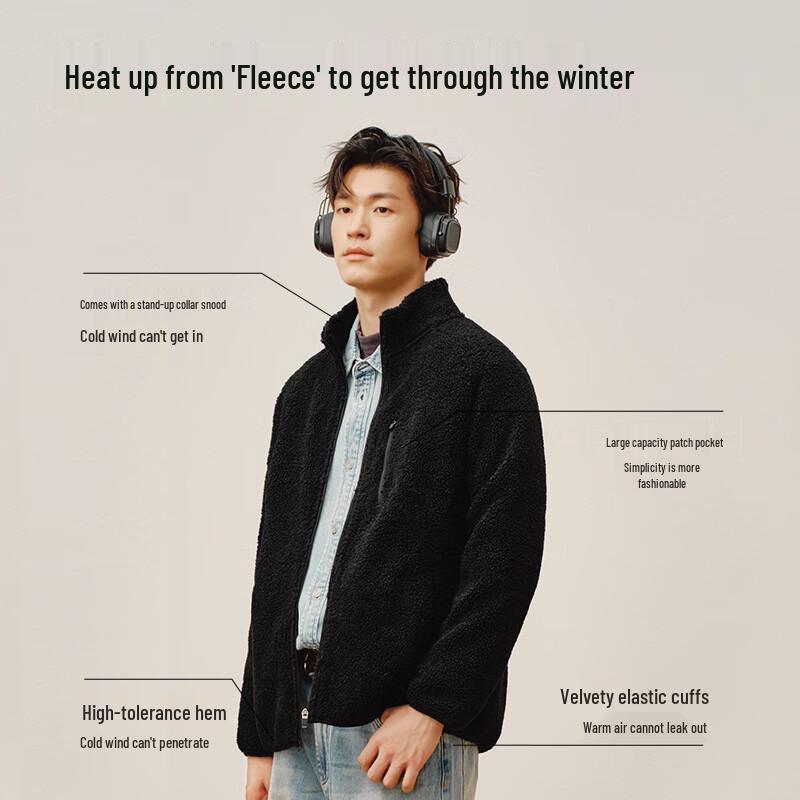 Men's Lamb Wool Lined Loose Jacket