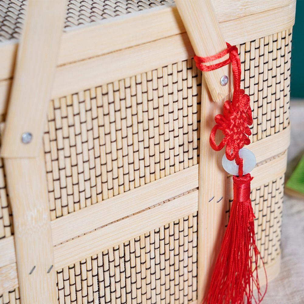 Double-Layer Egg Storage Basket Natural Moon Cake Basket Bamboo Basket  Home Decor