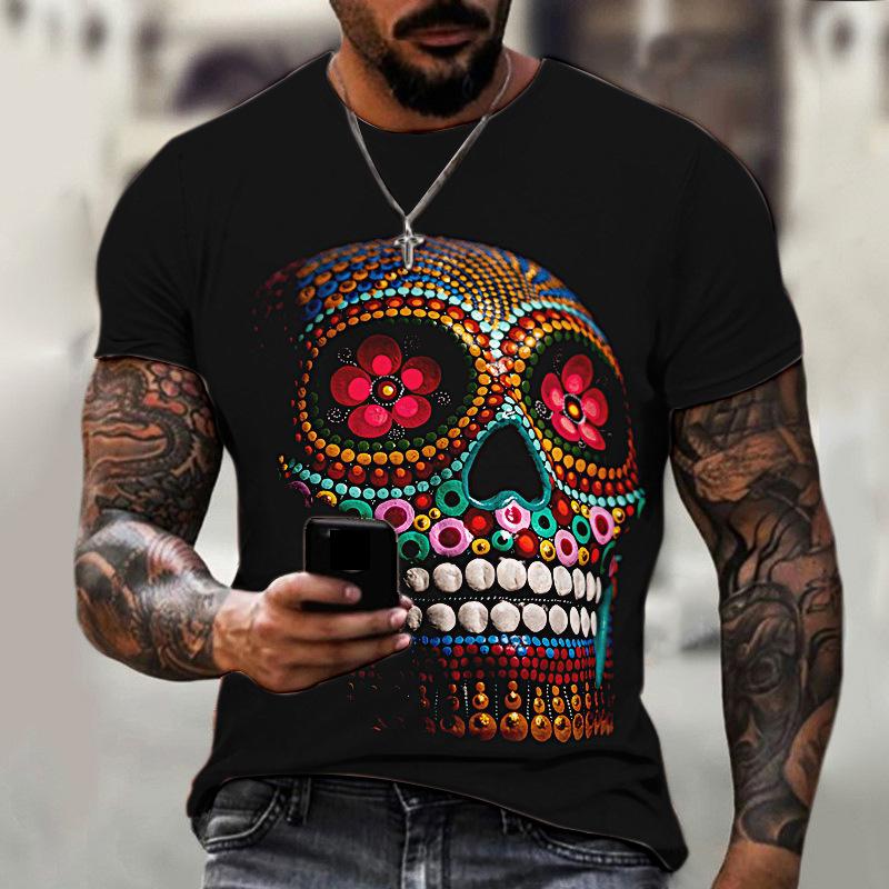 Wholesale Mens Halloween T Shirt With 3D Skull Print Short Sleeve Graphic Tee For Casual Summer Wear From Cloch_shopping, $11.78