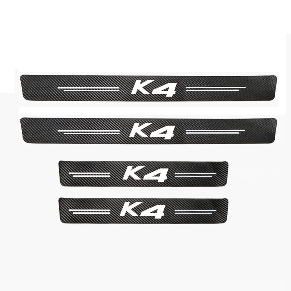 New 4pcs car stickers door sill strips pedals carbon fiber decorative strips for Kia K4 Auto Accessories ljcmw22
