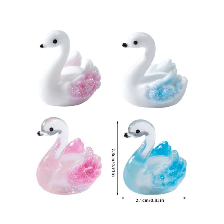 4PCS Artistic Resin Miniature Duck Statues Glittering Animal Ornaments For Creative DIY Crafts And Table Shelf Displays