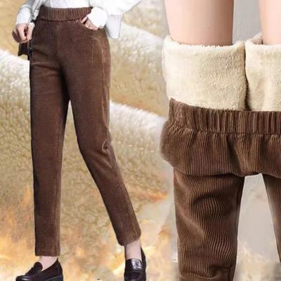 Women's Autumn and Winter Solid Color Casual Thickened Corduroy Pants Commuter Comfortable Nine Minute Pants