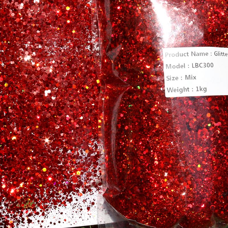 PET Bulk Holographic Glitter 1KG Mixed Chunky Glitter Powder for Crafts