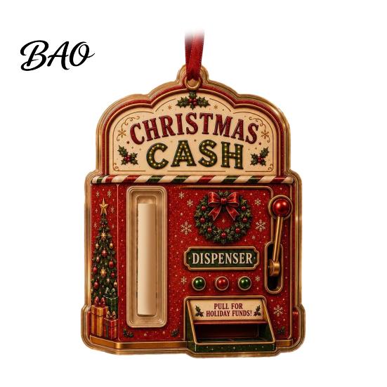 Acrylic Christmas Ornament Money Holder Ornament, Stocking Cash Gift Hanging Decor Decorative Storage Pendant for Tree, Festive with Surprise