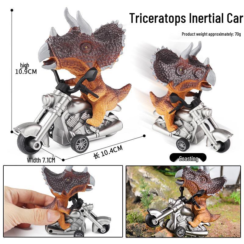 Inertial Dinosaur Motorcycle Toy - Tyrannosaurus & Triceratops Models for Boys