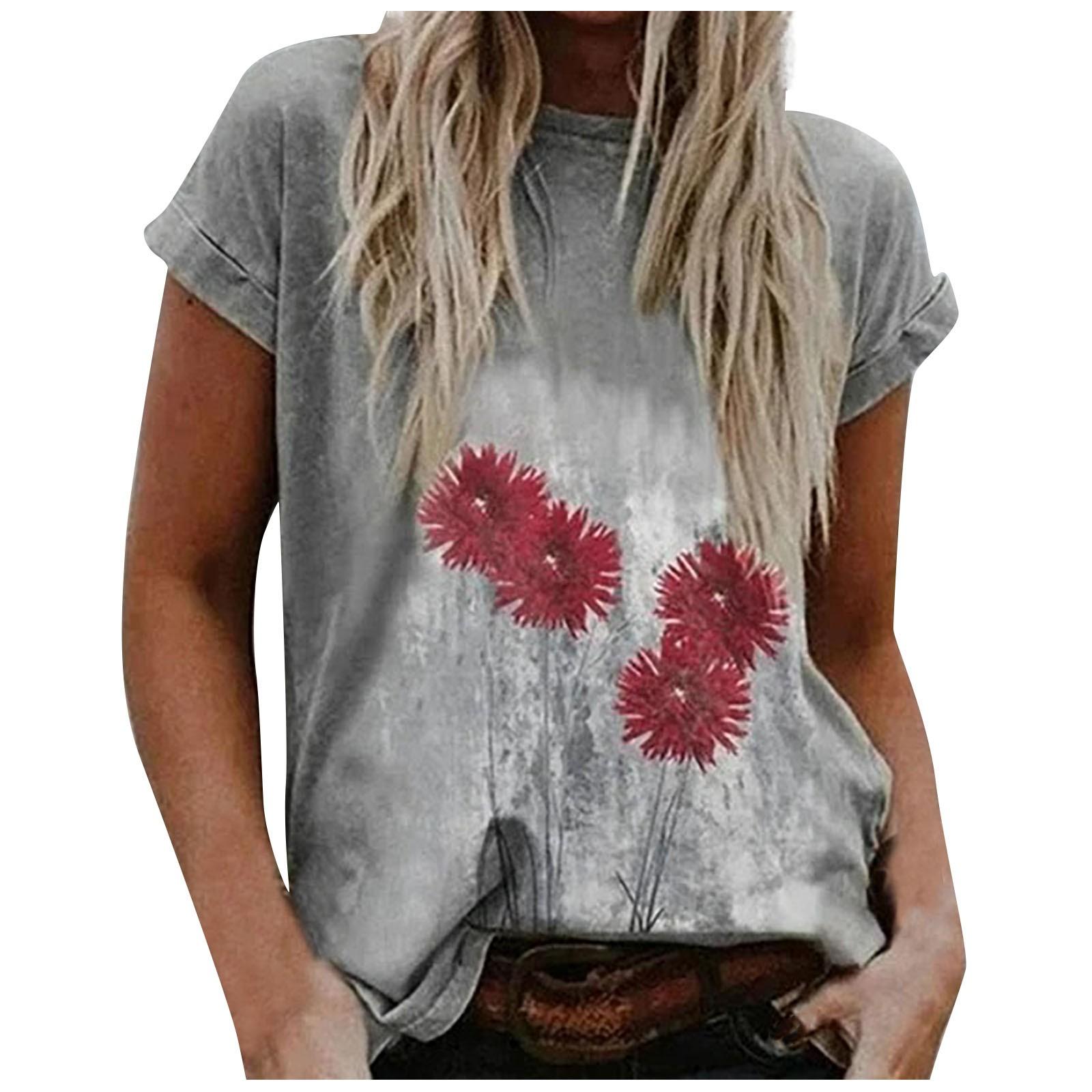 

Women s fashion sexy printing loose short sleeve top t-shirt