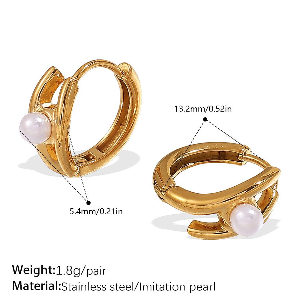 Personalized Imitation Pearl Premium Earrings Niche Design Stainless Steel Gold Rhinestone Versatile Earrings