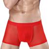 Men's Mesh Transparent Boxer Briefs Sexy Mesh Holes Hollow Breathable Four Corner Male Underwear Shorts