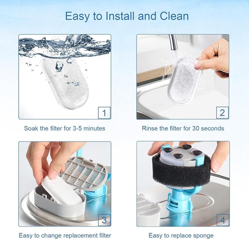 40 SZTUK Filtrów do fontanny wodnej dla kota Do fontann ze stali nierdzewnej dla zwierząt 67oz/2L i 108/3.2L Filtry zamienne gąbki dla kota