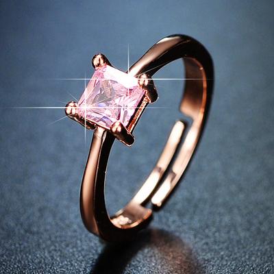 Technologie Eisblumenschliff Eisbeerenpulver Zirkonium Quadratischer Ring Damen Roségold Offener Ring