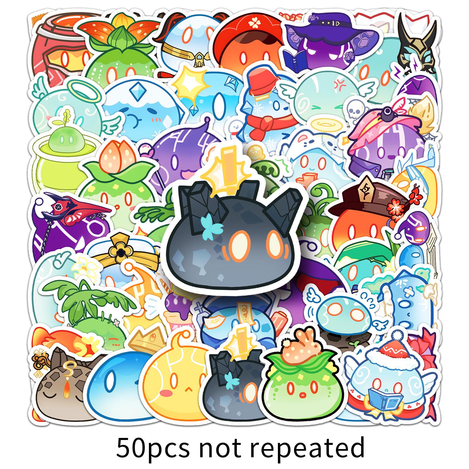 50 Genshin Impact Slime Stickers - Kawaii Game Peripheral Decoration Set