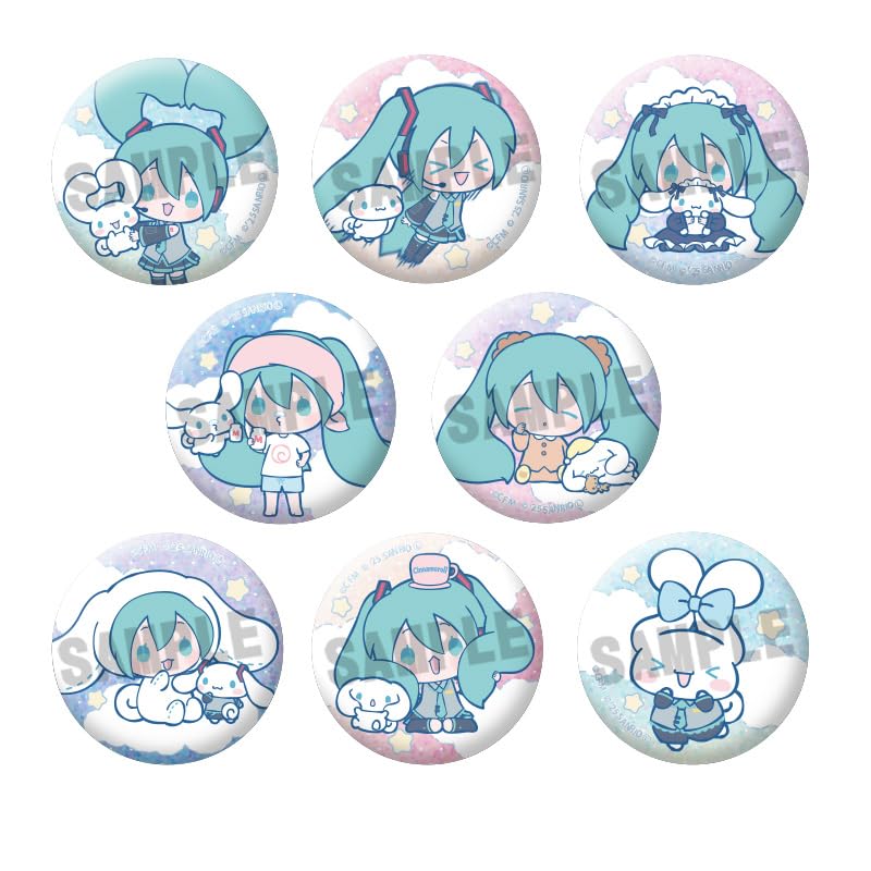 Hatsune Miku x Cinnamoroll Trading Glitter Can Badges Box of 8