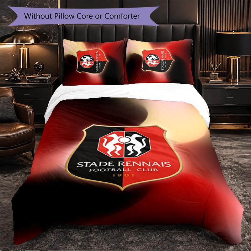 Stade Rennais FC Themed Bedding 3Pcs Duvet Cover Set Decorative Bed Linen For Teen Room Home Decoration