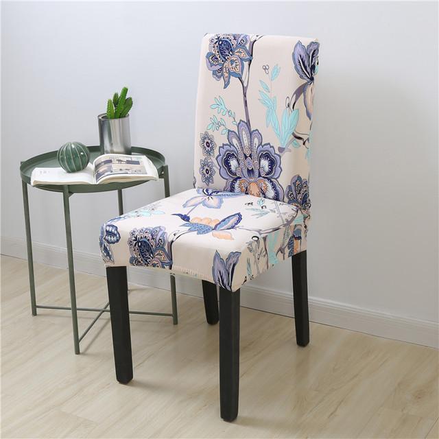 Spandex Chair Covers Printed Dining Room Stretch Seat Cover Chair Protective Case For Restaurant Banquet Kitchen Hotel
