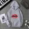 Loose Long Sleeve Women's Hoodie Lip Print Trendy plus Size Cross-Border Pattern Crew Neck Regular Length Girl Style