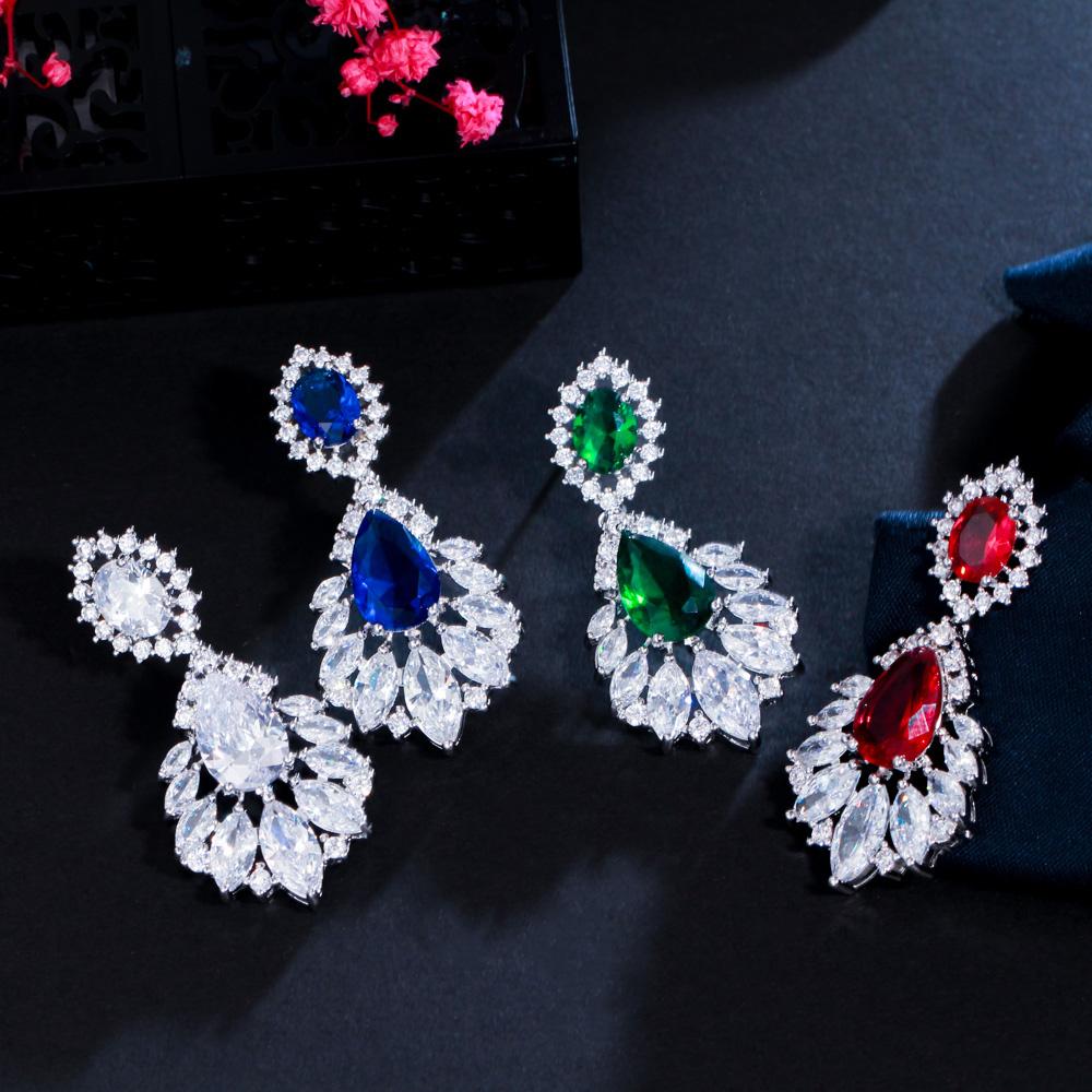 Ircons Elegant Chandelier AAA+ Cubic Zirconia Long Big Crystal Bridal Dangle Drop Earring for Wedding Jewelry CZ202