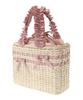 Maison de FLEUR Frill Handle Maize Ribbon Basket Bag In Pink Beige Women's