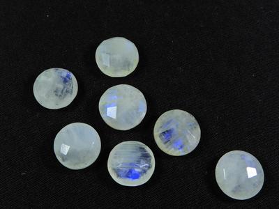 12X12 MM Natürlicher Regenbogen-Mondstein Schachbrett-Schliff Rund Lose Edelstein 7 Stück Los RML-853