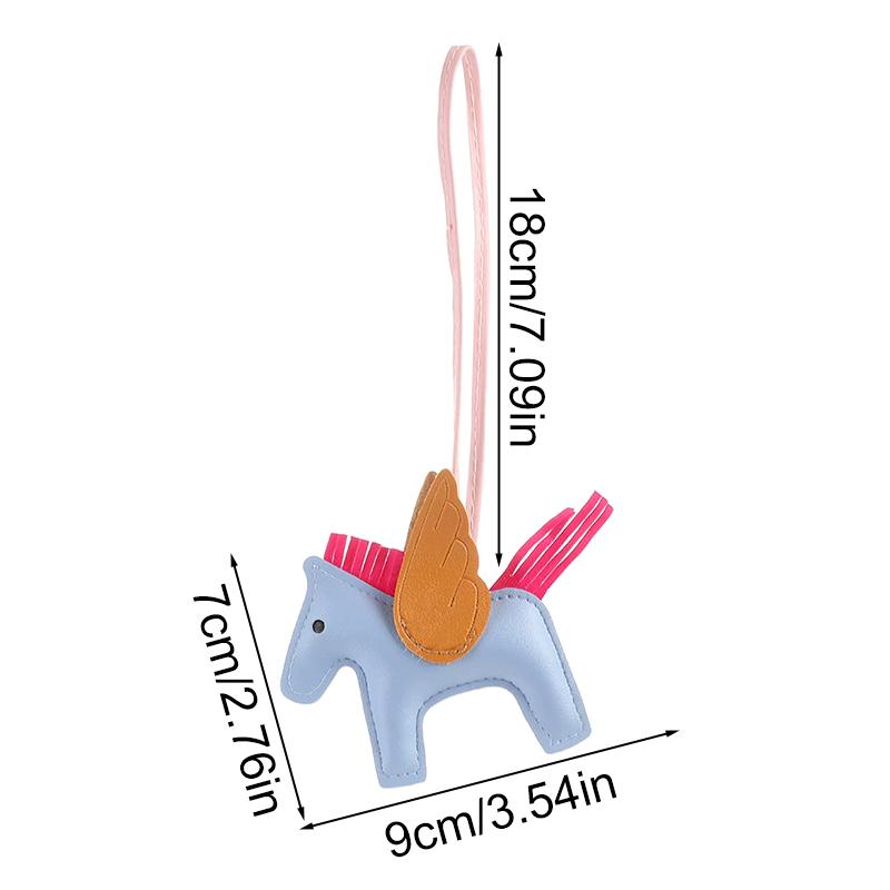 1Pc Horse Pendant Minimalist Bag Pendant Creativity Wing Decoration Cartoon Color Blocking Leather Pendant Car Keychain