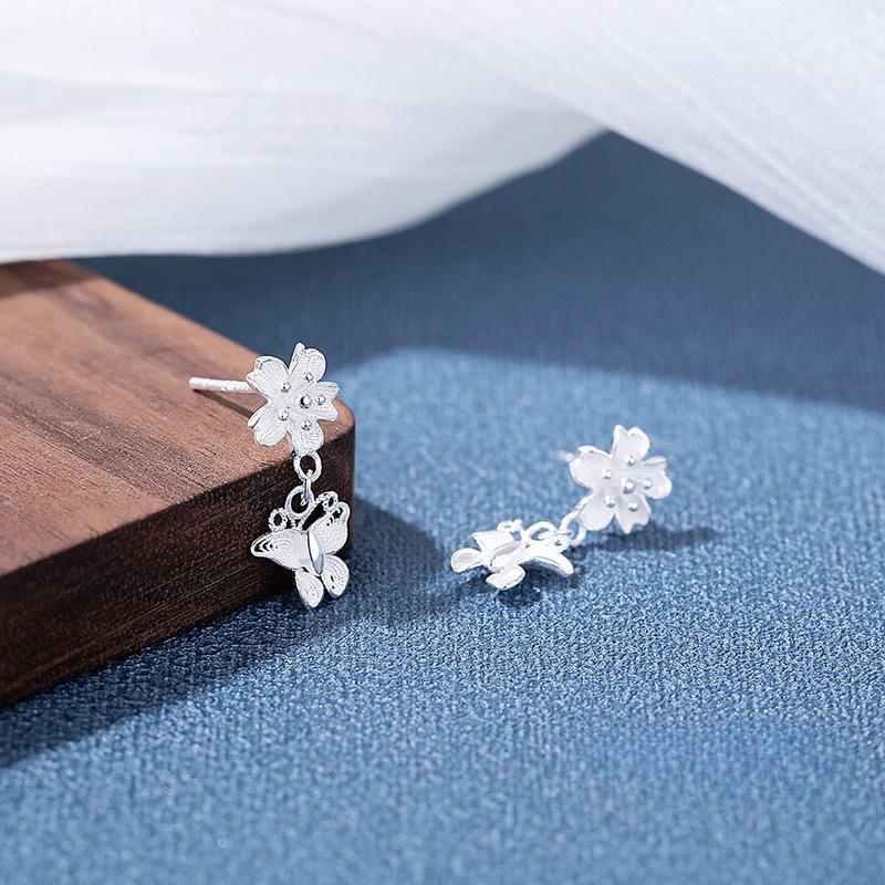 

Изысканные серьги-бабочки с цветами для женщин с легким роскошным темпераментом, милые серьги высокого класса