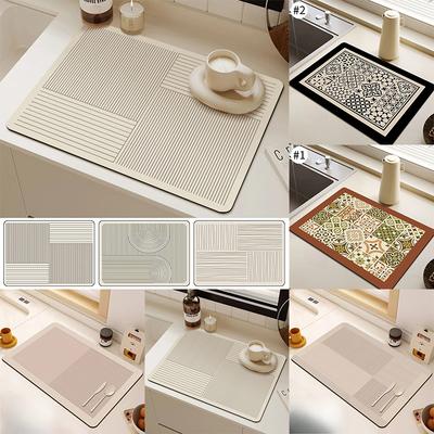 Dish Drying Mat Sink Splash Guard Super Absorbent Cuttable Mats Coffee Maker Dry Draining Mat Kitchen Counter Waterproof Pad