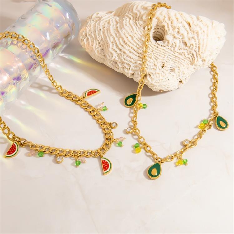 Elegant Country Fruit Charm Necklace Colorful Statement Neckchain Handmade Jewelry for Everyday and Special Occasions