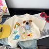 3D Plush Cotton Kids Short Sleeve T-shirt - Cute Doll Design Parent-Child Summer Top