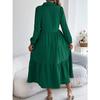 GMXIA Autumn and Winter Lapel Casual Loose Long-sleeved Ruffled Shirt Dress for Women