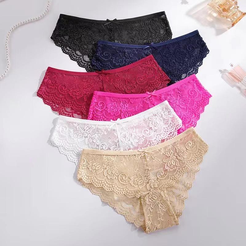 1 Pc/ Lot ! Lace Panties Underwear for Women Sexy Lingerie Transparent Hollow Out Briefs Solid Color Ladies Underpants S-XXL