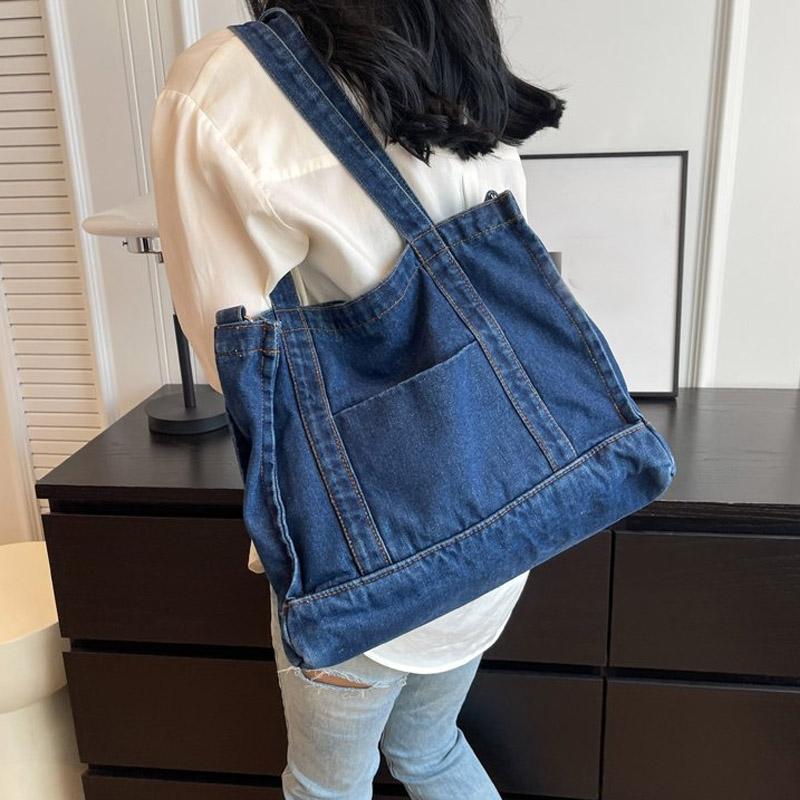 

Женская сумка через плечо для женщин, джинсовая сумка для покупок, парусиновая сумка большой вместимости, женская большая сумка, дизайнерская модная сумка-мессенджер темно-синий