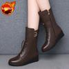 Fashion Round Toe Fleece-Lined Mid Calf Shoes Woman Fashion 2025 Footwear Comfortable and Elegant Boot Pu Y2k Half High Boots for Women