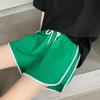 Women Summer Jogging Sports Solid Color Drawstring High-Waisted Wide-Leg Casual Shorts Pants
