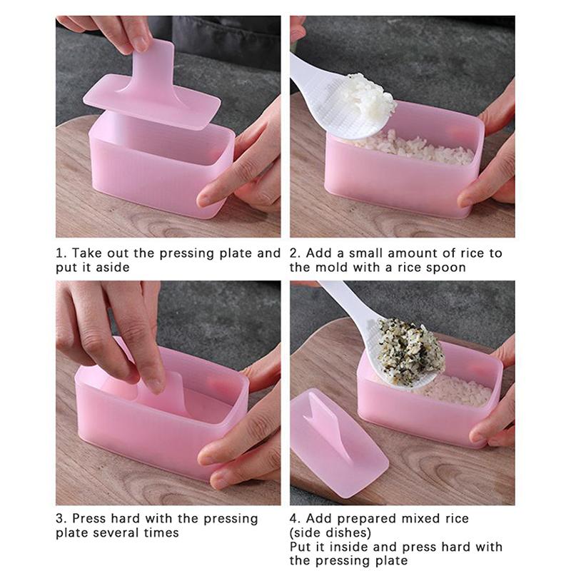 Food Press Rectangular Sushi Mold Maker Onigiri Rice Ball Set Non Stick Sushi Kit Japanese Diy Tools Kitchen Bento Accessories