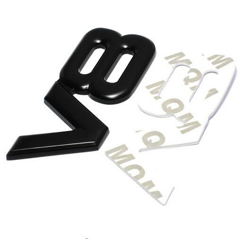 AQTQAQ 1 Stück 3D Metall Chrom V8 Autoaufkleber Logo Emblem Aufkleber Abzeichen Auto Karosserieaufkleber Universelle Auto Dekoration