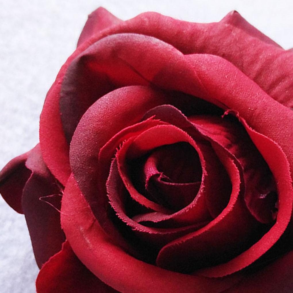 Single Artificial Rose Head Long Stem Crimson Simulation Flower Wedding Home Garden Arrangement