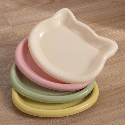 Meerkleurige Plastic Kattenbak, in Tekenfilm Katvorm, Snorvriendelijke Voerbak voor Katten en Kleine Honden - Geschikt voor Droog/Nat Voer en Water