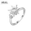 SMJEL Fidget Spinner Ring Anxiety for Women Crystal Demon Eyes Anti Stress Rings Flower Planet Sun Rotating Jewelry Wedding Gift