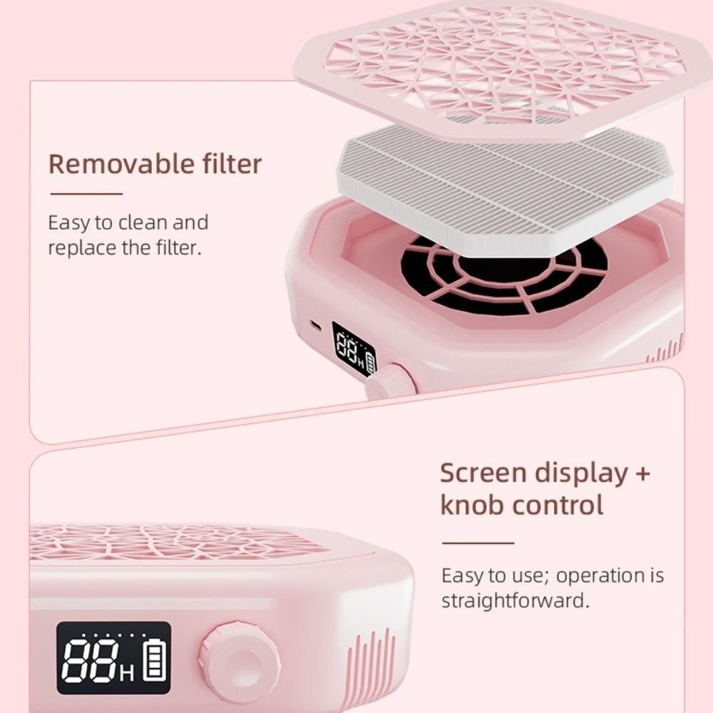 Reusable Filter Nail Dust Collector Strong Suction Cordless Portable Dust Suction Nail Salon