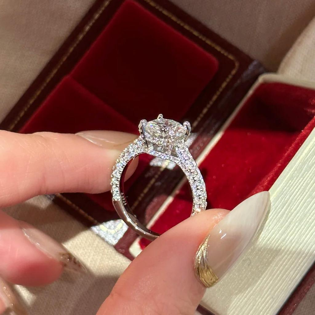 Classic 925 Sliver Plated White Zircon Engagement Wedding Promise Round Finger Rings For Women Fine Jewelry
