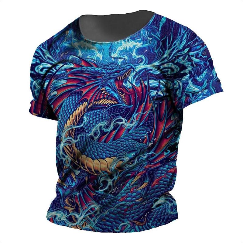 Awesome Cool Dragon Graphic T Shirt Men s Clothing Round Neck Short Sleeve T Shirts 3D Printed Personality S