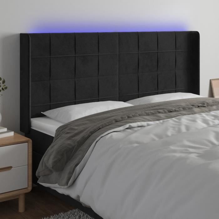 3124110 vidaXL LED Headboard Black 183x16x118-128 Cm Velvet