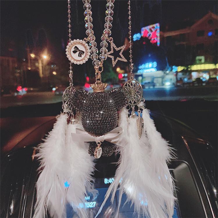 Auto přívěsek peří kreativní diamant-headed velké auto zpětné zrcátko šperky roztomilá dáma