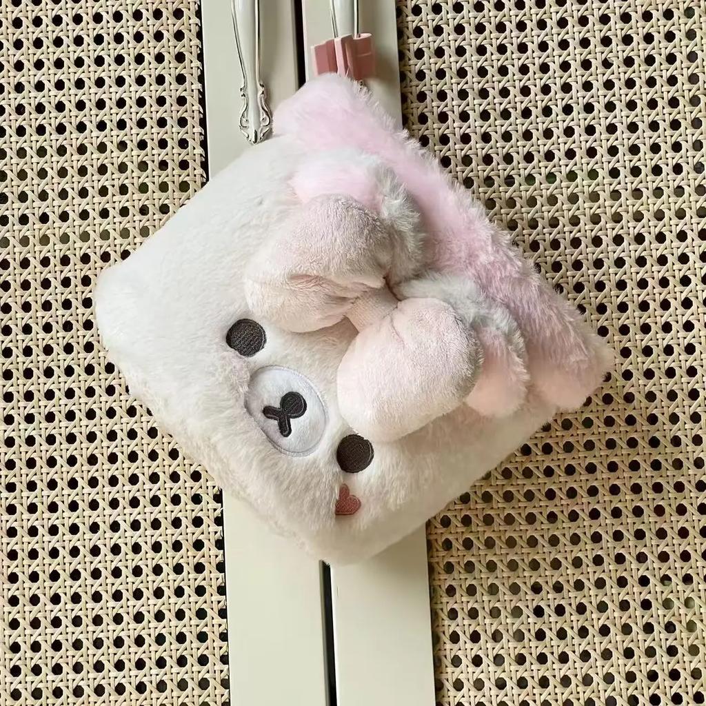 Dorm Room Storage Rilakkuma Hanging Bag Cute Korilakkuma Plush Organizer Soft Kawaii Caddy For Desk Cosmetics Storage Girl