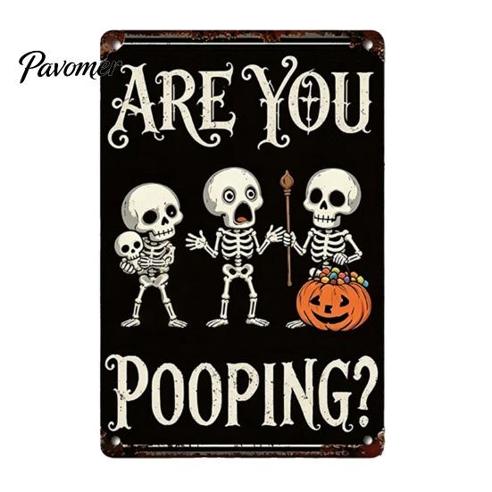 Retro Halloween Decor Wall Sign, Pumpkin Ghost Bathroom Metal Party Ornaments Art Witch Cat Festival Sign for Bar Home Room Vintage Signs