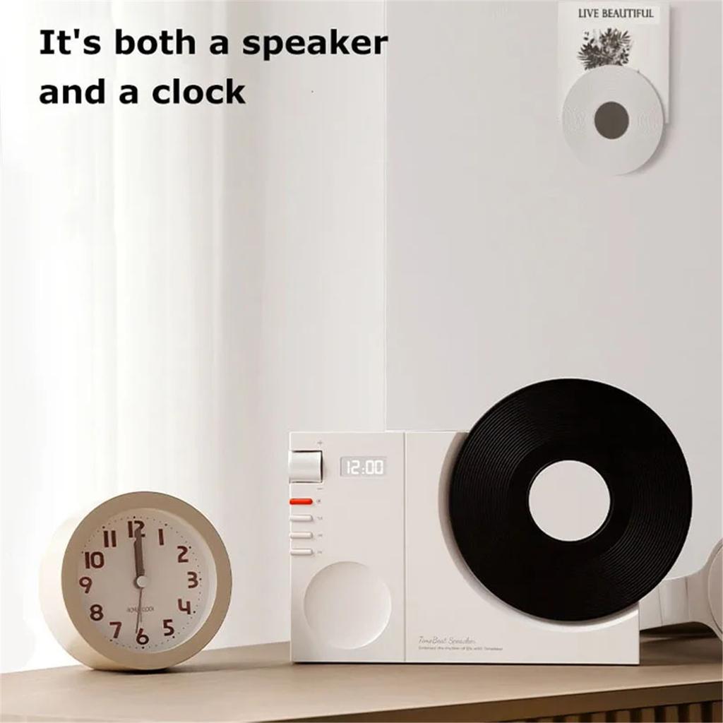 Mini Retro Bluetooth 5.3 Speaker with AUX Playback Wireless Hifi Retro Film Sound Music Box with Clock Display Support TF Card