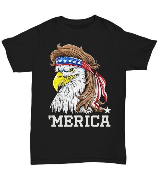 Merica 4Th Of July Bald Eagle TShirt Usa Patriotic American Flag Mullet Tee Harajuku Tops Fashion Classic Tee Shirt S