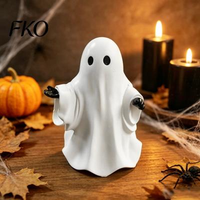 Cute Halloween Gifts White Ghost Resin Figurine, Miniature Figurine Decoration, Matte Spooky Desk Accessory Finish Tabletop Statue for Home