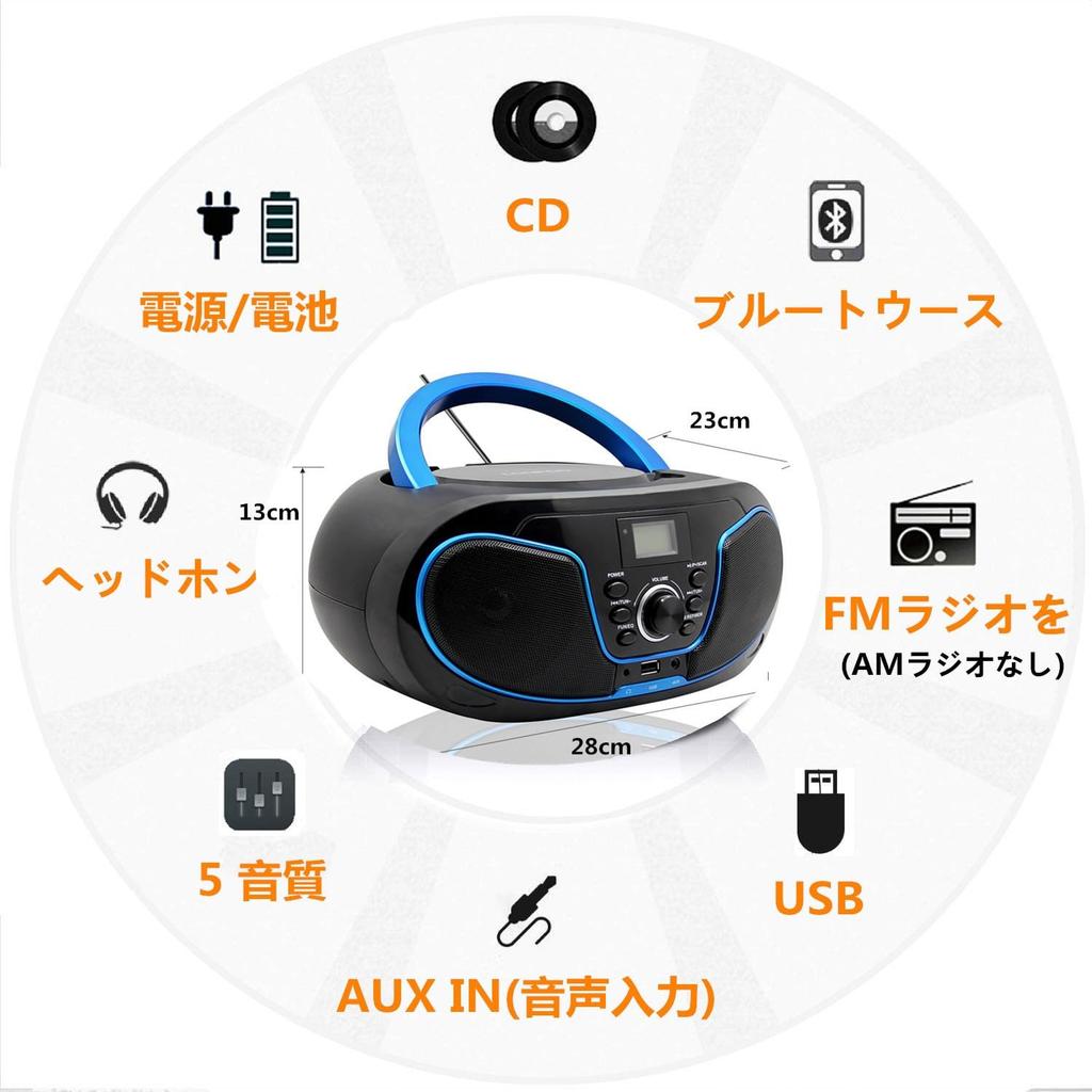 LONPOO Stereo CD Player with FM MP3 Headphone LCD Compact CD Player with Perfect for Nursery School Language Learning Bluetooth, Radio, Playback,