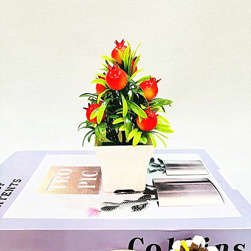 Artificial Potted Plants Artificial Flower Bonsai Artificial Fruit Ornaments 9 Small Fruits Open Pot Small Bonsai