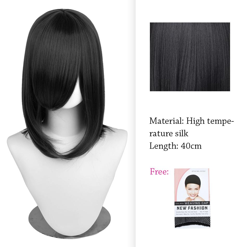 

40cm Anime Synthetic White Purple Cosplay Wigs Short Green Hair Straight Silver Wig Pink Hairpiece Short Wig with Bangs